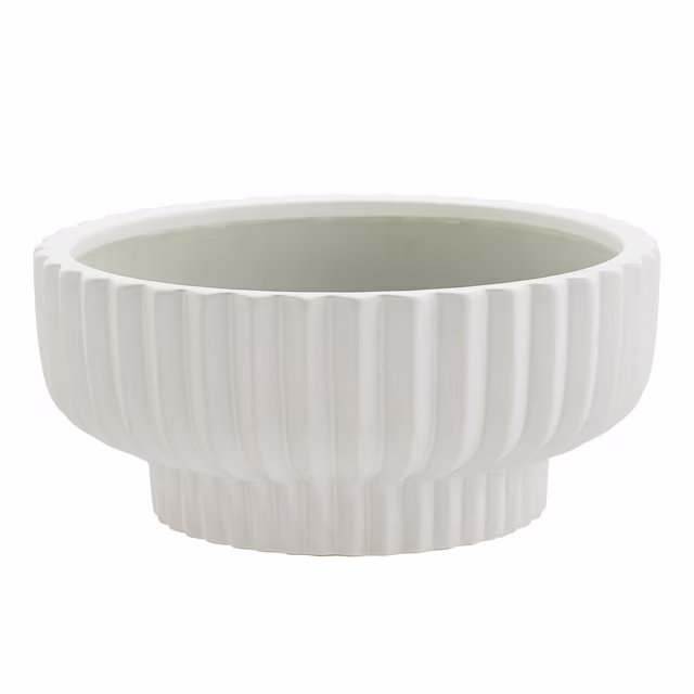 fluted white pedestal planter